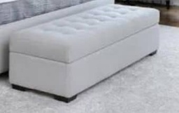 UPHOLSTERED BED END COUCH WITH ENCLOSED STORAGE COMPARTMENT WITH BUTTONS ENHANCE SEAT  (1460 X 400 X 380)
